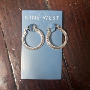 Nine West Silver Hoop Earrings NWT